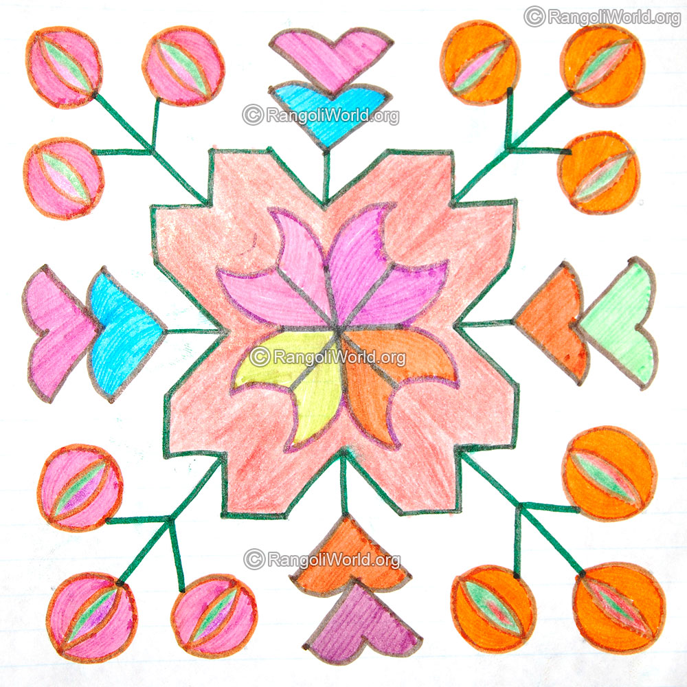 Easy flowers buds kolam jan 2016