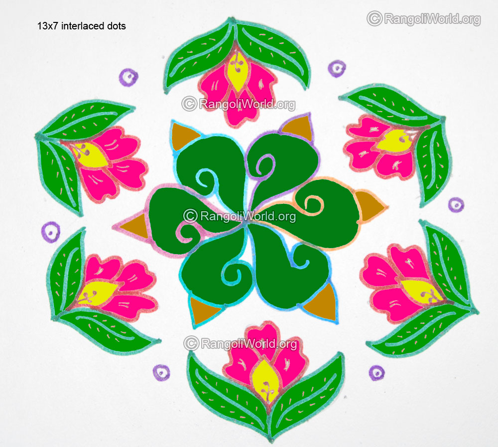 Flowers sangu shell kolam jan 2016