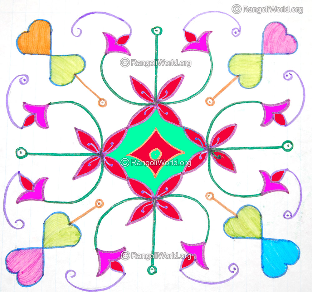 Simple flowers poo kolam jan 2016