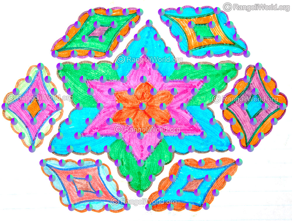 Star kolam with 15 to 8 interlaced dots jan 2016