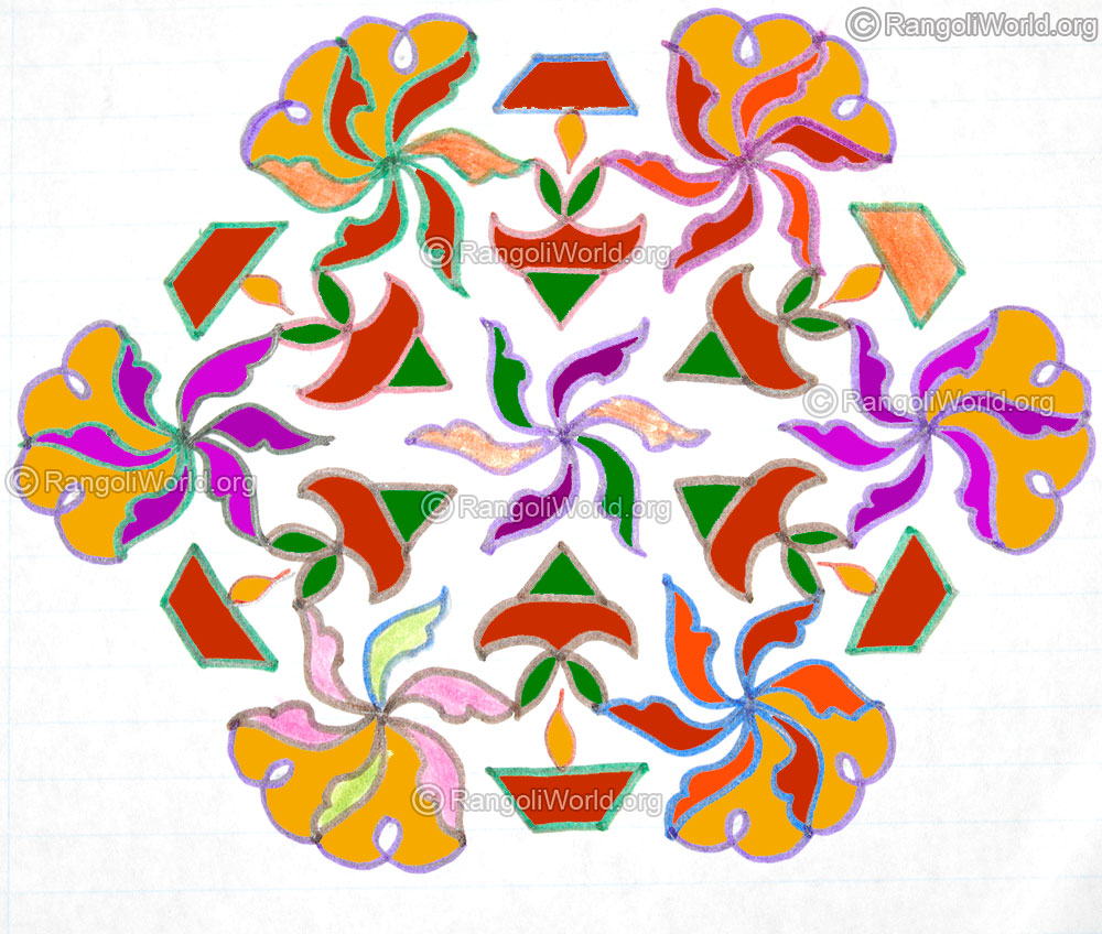 Swastik flowers lamp pooja kolam jan 2016