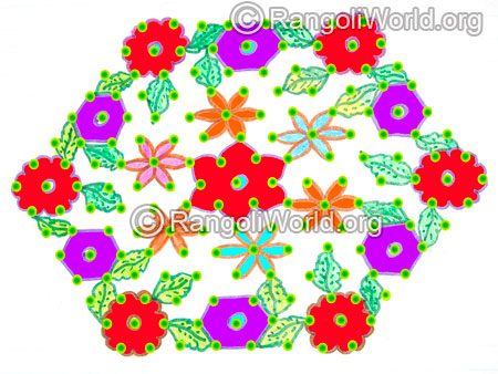 Flowers and leaves kolam jan 2016