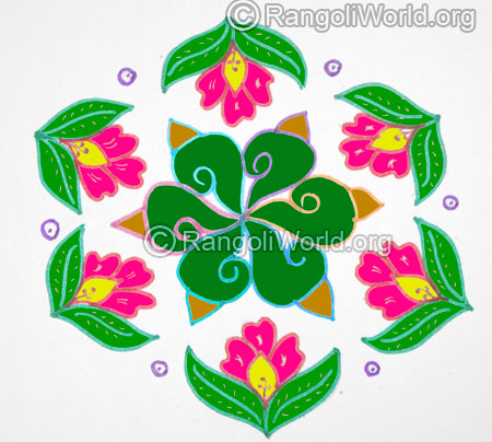 Flowers sangu shell kolam jan 2016