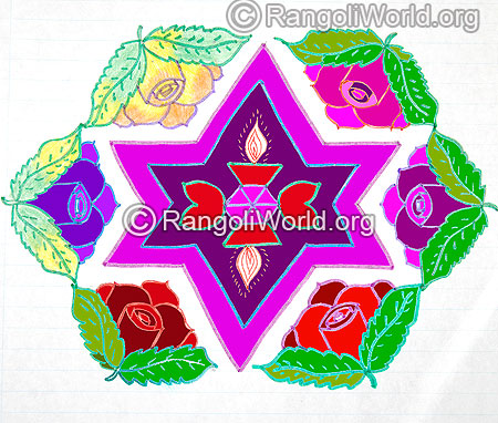 Star diamond flowers kolam jan 2016