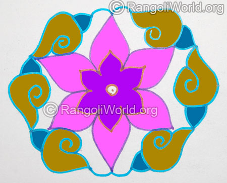 Simple sangu kolam with 11 interlaced dots jan 2016