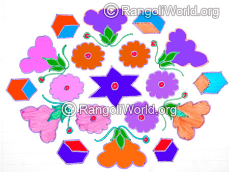 Star diamond flowers kolam jan 2016