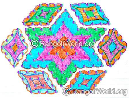 Star kolam with 15 to 8 interlaced dots jan 2016