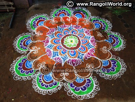 Big freehand rangoli design for new year 2019