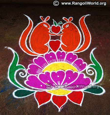 Freehand flower rangoli design 2019
