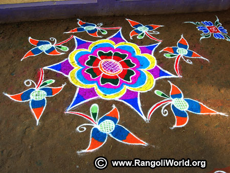 Freehand street rangoli design new year 2019
