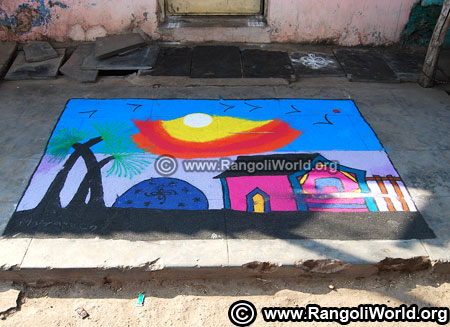 Natural scenery carpet rangoli design 2019