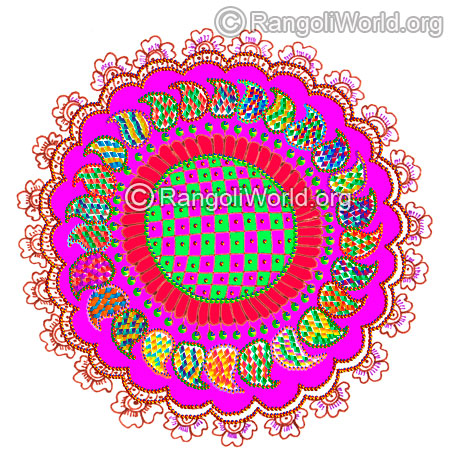 Festival mango flower rangoli 2016