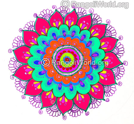 Flower freehand rangoli design new year 2016