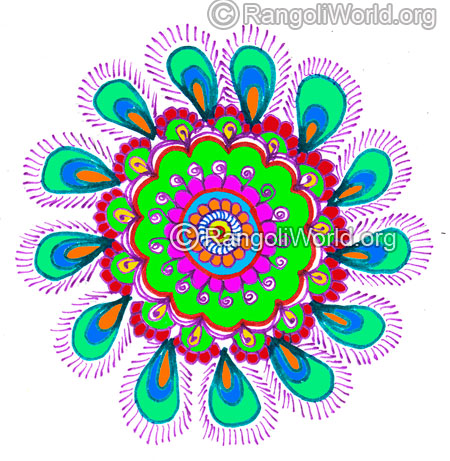 Peacock feather rangoli design 2016