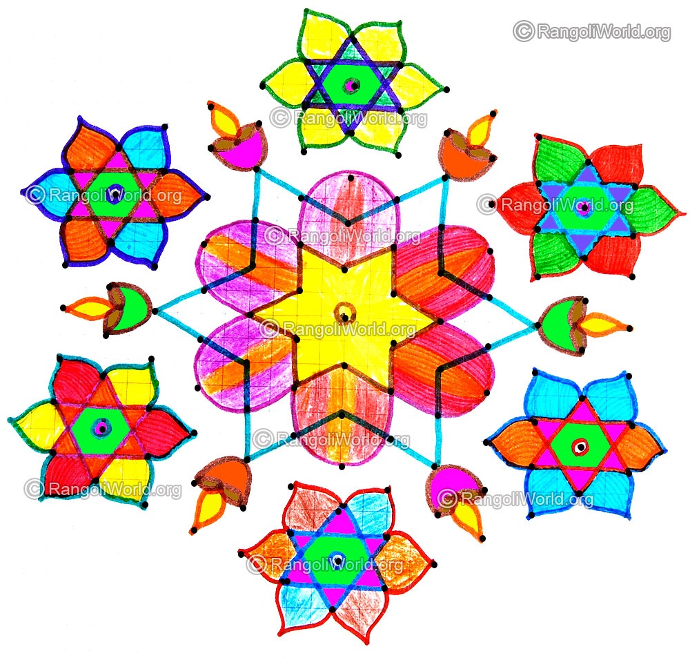 Star karthigai deepam kolam with interlaced dots jan1
