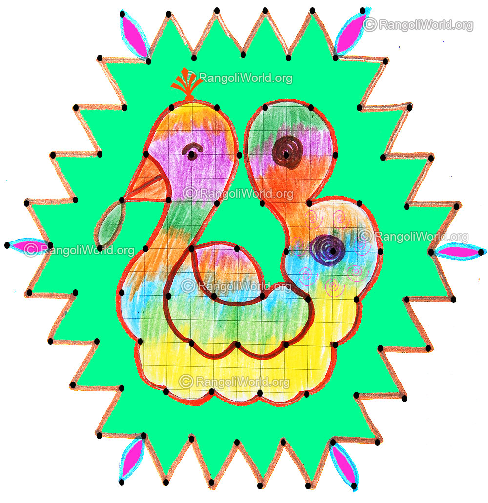 Swan bird kolam with dots