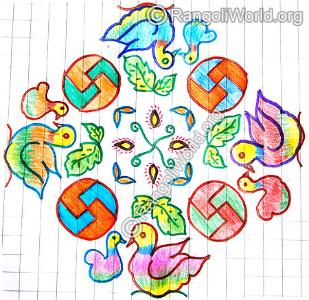 Duck with duckling kolam