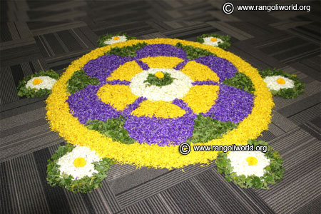 Onam festival Flower Rangoli on printed paper