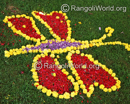 Onam festival flower butterfly rangoli 2015