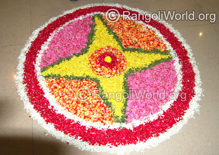 Simple Onam flower rangoli-3 