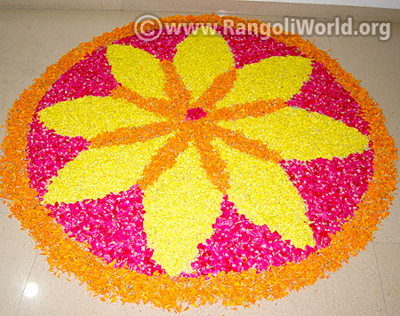Onam Flower Rangoli Design 2016