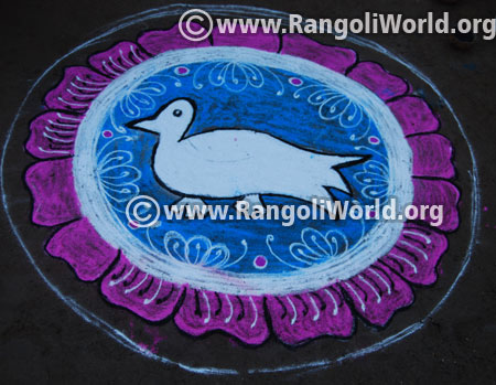 Bird and flower rangoli jan 14 2016