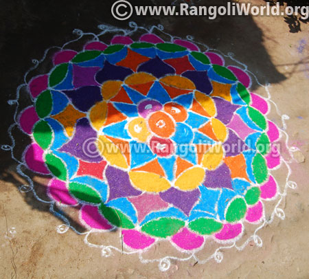 Colorful freehand rangoli 2016 jan 14
