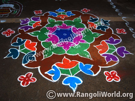 Colourful flower rangoli design jan 2016