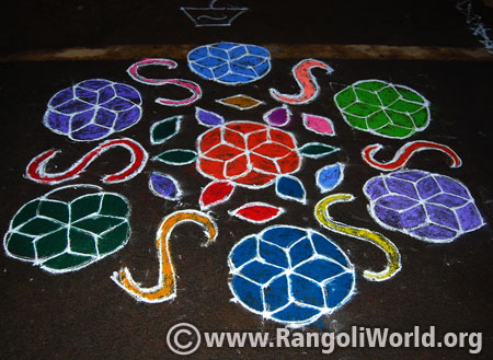 Easy flower rangoli kolam design jan 2016