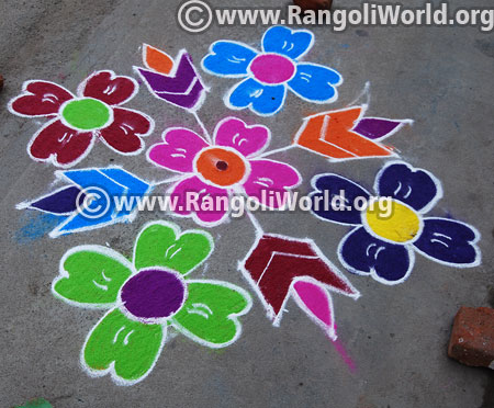 Flowers kolam rangoli jan 2016