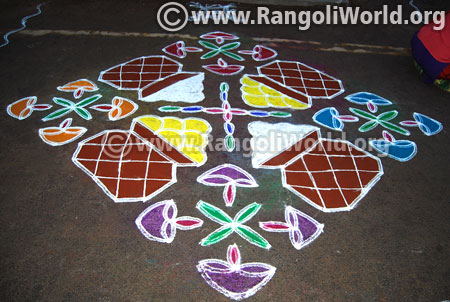 Pongal deepam rangoli kolam design 2016