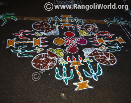 Pongal with lamp kolam jan 2016