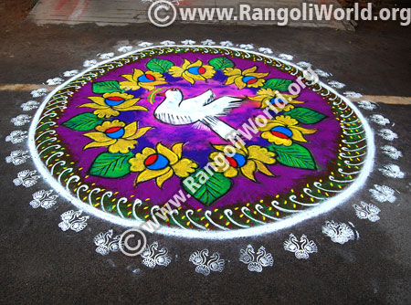 Rose and dove rangoli new 2016