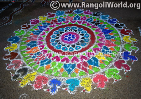 Simple birds freehand rangoli design jan 2016