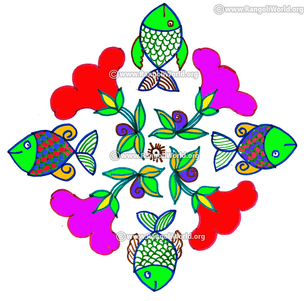Fish and flowers kolam jan14 2017