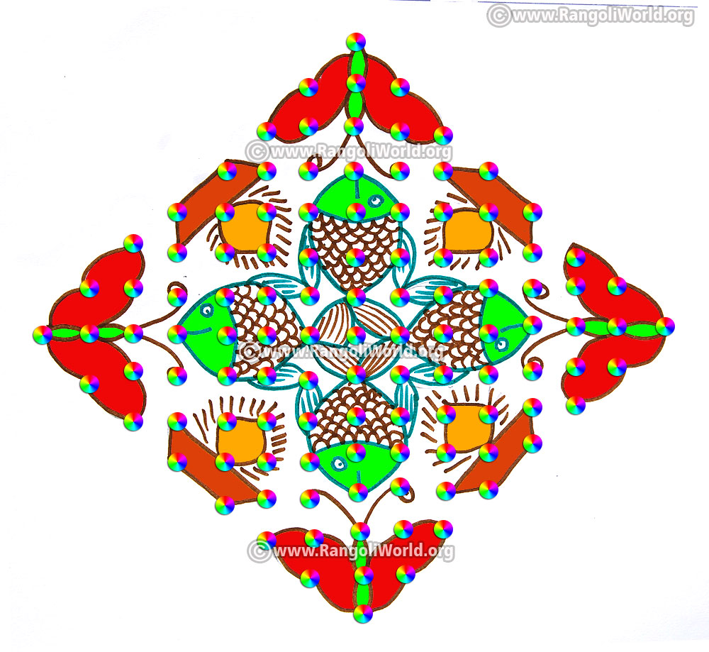 Fish butterfly deepam kolam design jan14 2017