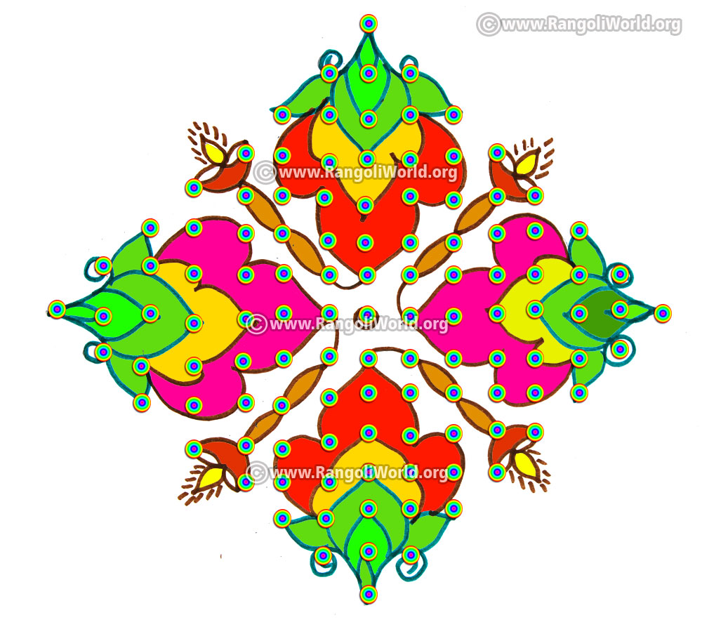 Lamp flowers kolam design jan14 2017 with dots