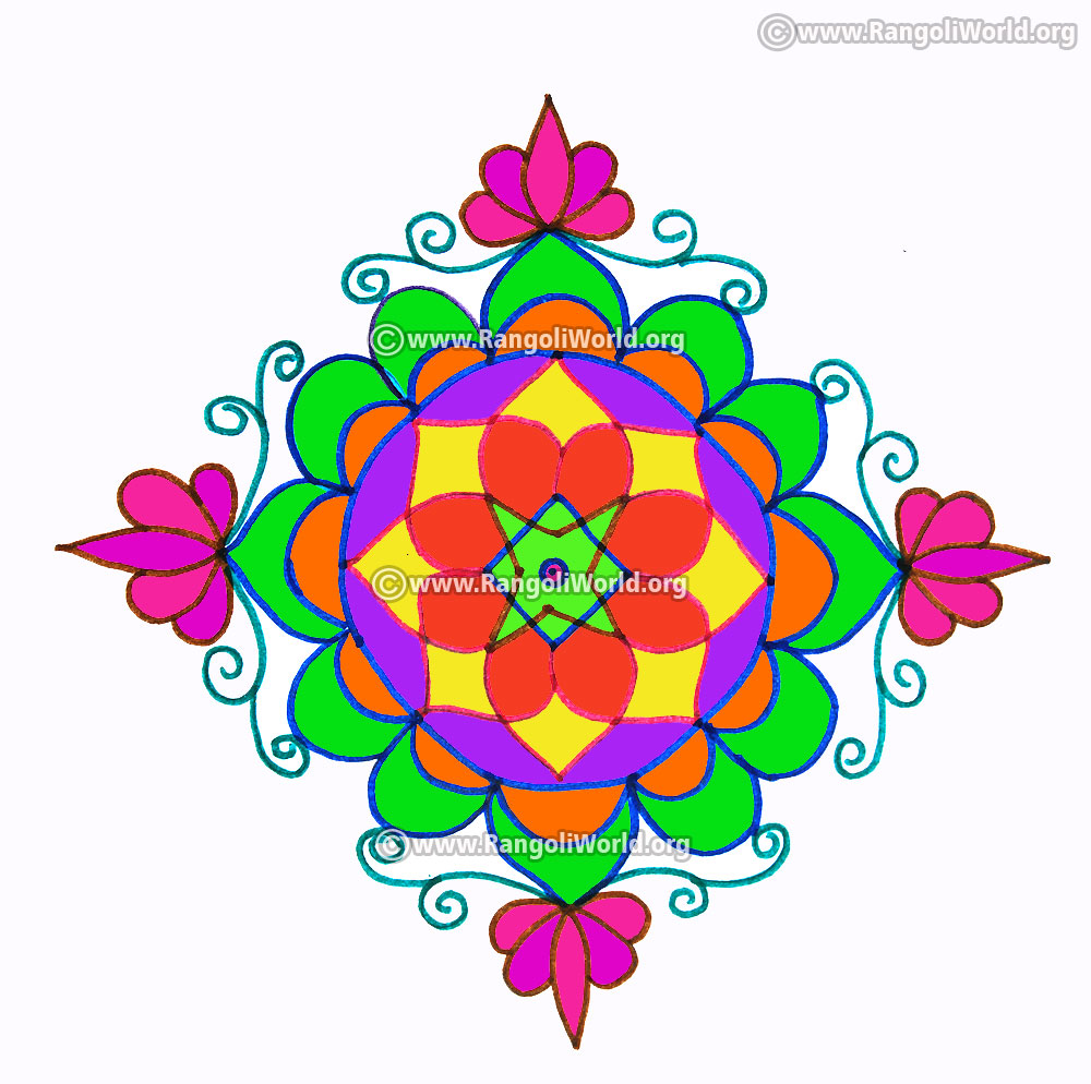 Lotus flower rangoli kolam 