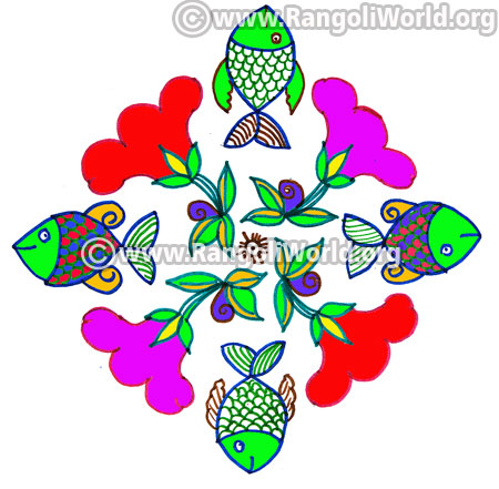 Fish and flowers kolam jan14 2017