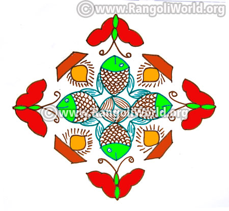 Fish butterfly deepam kolam design jan14 2017