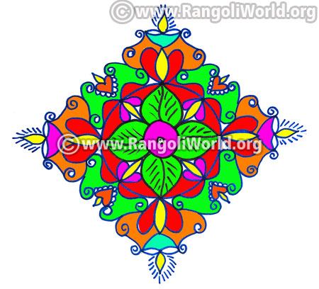 Flower deepam rangoli kolam jan14 2017