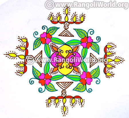 Kuthu vilakku lamp kolam design jan14 2017