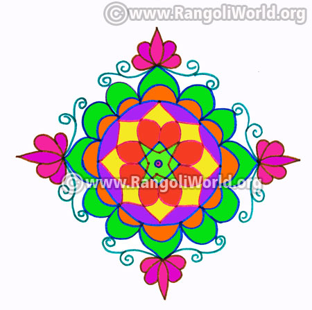 Lotus flower rangoli kolam with dots jan 14 2017