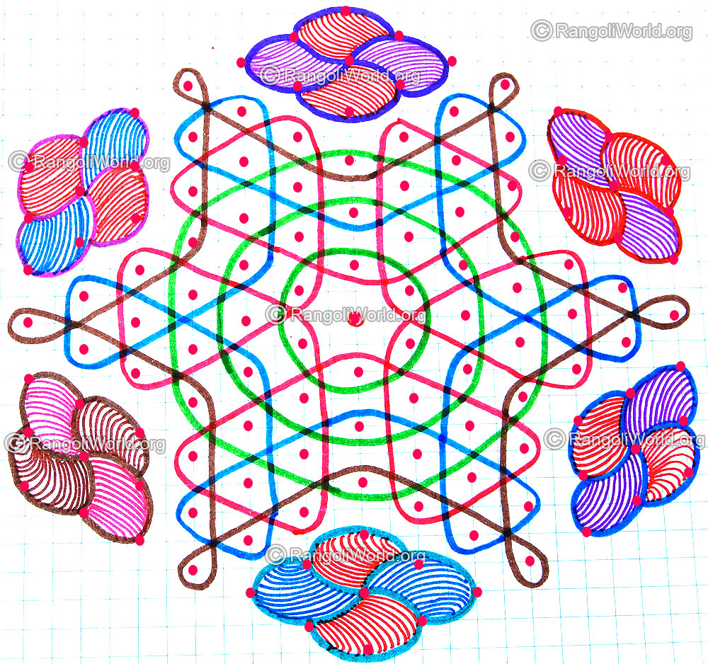Flower pooja kolam with dots
