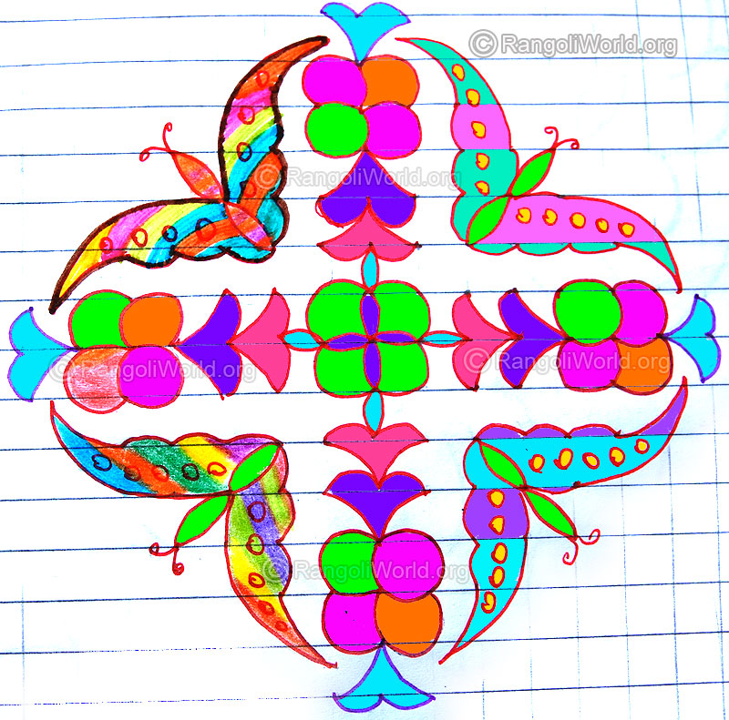 Flying butterfly kolam