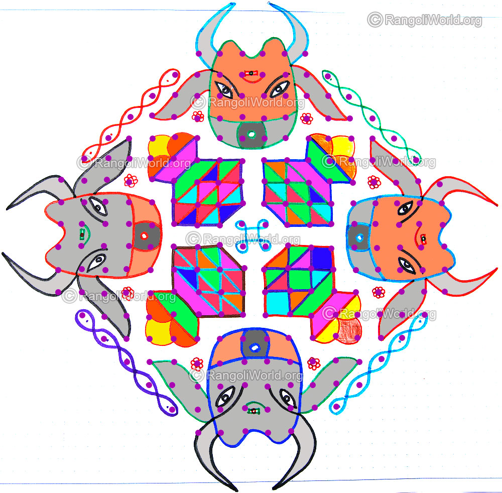 Mattu pongal kolam with dots