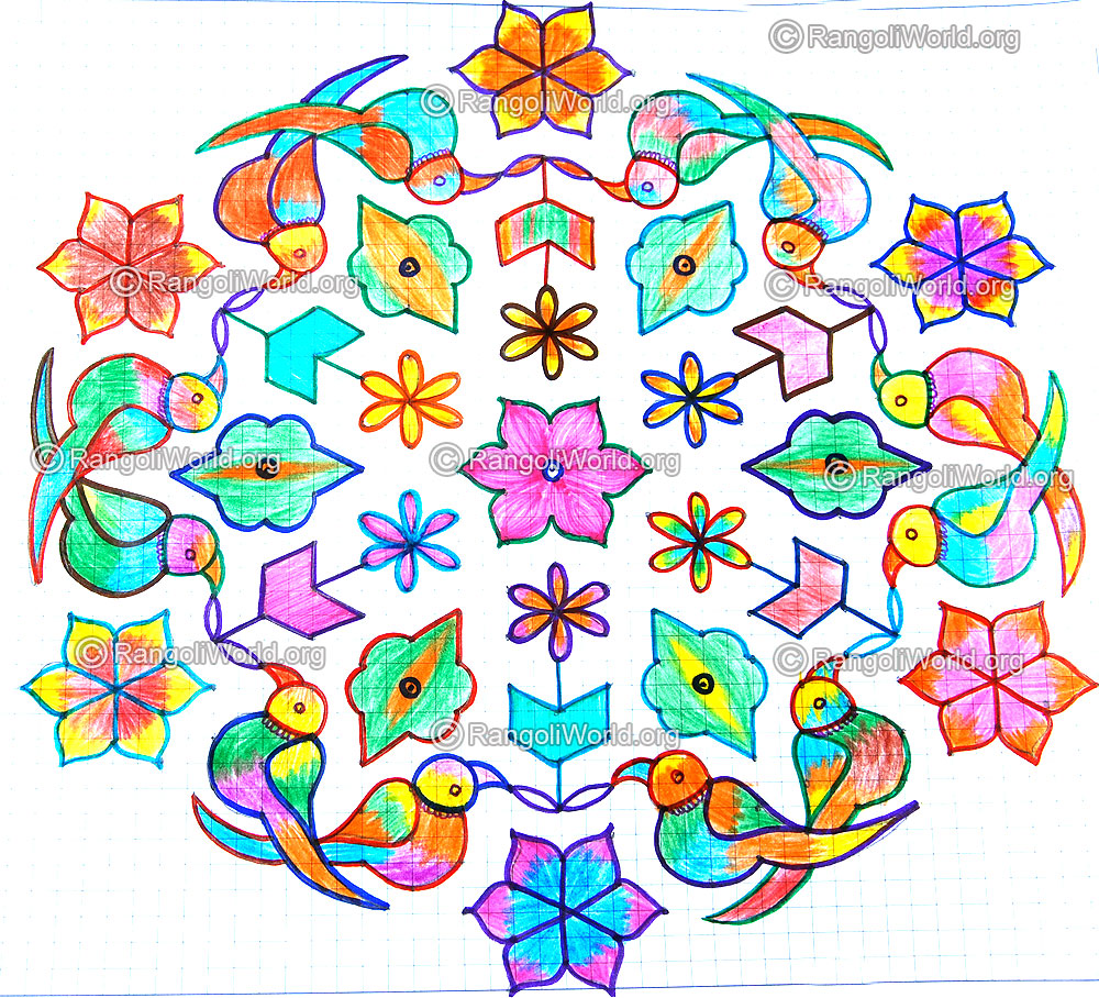 Parrot love kolam