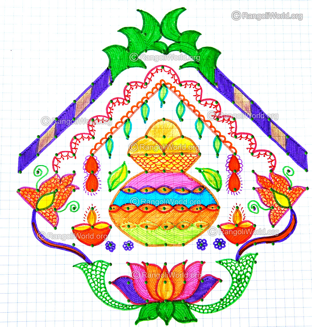 Pongal greetings kolam with dots