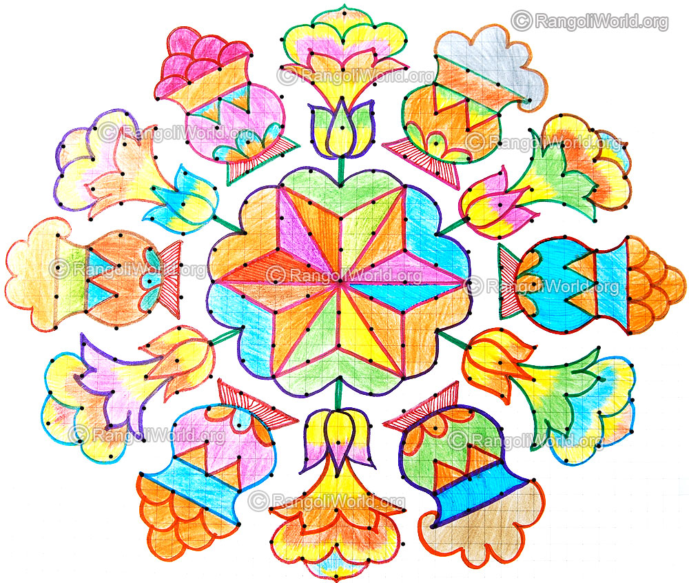 Thai pongal kolam with dots