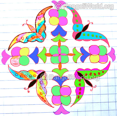 Flying butterfly kolam